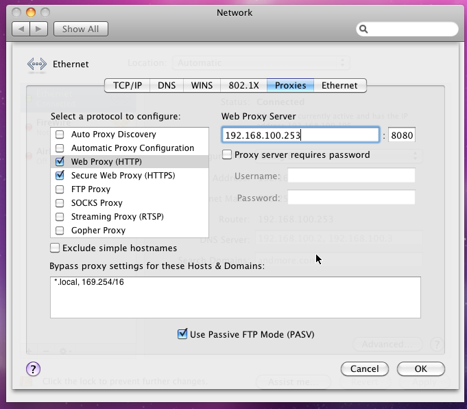 Proxy settings for macbook pro